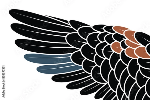 Obraz Stylized Avian Wing with Layered Feathers, freedom concept