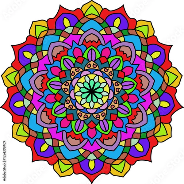 Obraz Bright geometric mandala. Round colorful pattern. Design element.