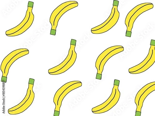 Obraz Banana pattern with white background seamless pattern hand drawn illustration design 
