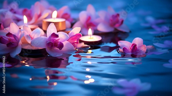 Obraz spa still life with pink orchid