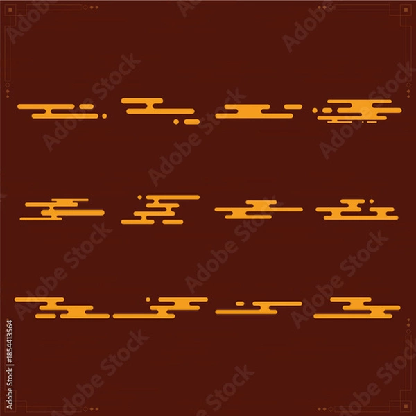 Fototapeta Stylized auspicious Chinese cloud elements in gold and orange tones. Ideal for Lunar New Year designs, invitations, greeting cards, banners, and festive Asian-themed decorations with a minimalist aest