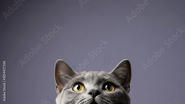 Obraz Curious Pet Cat Looking at Something Above