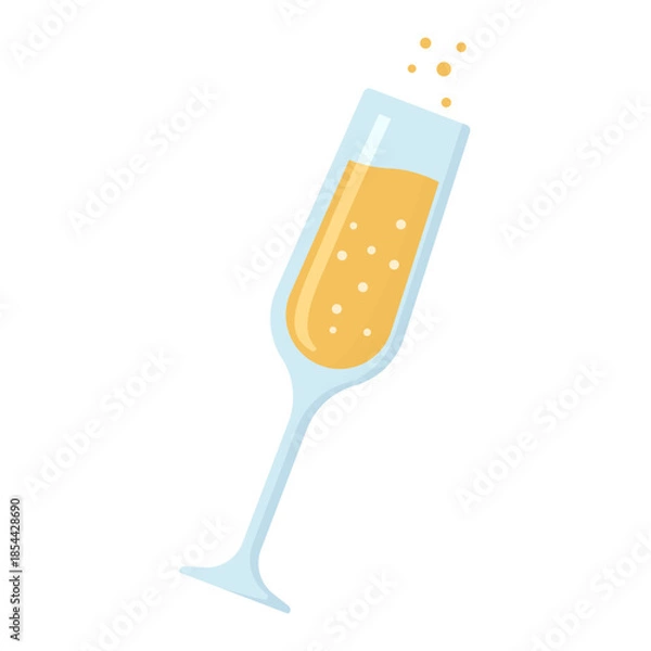 Obraz Champagne flute with bubbles popping