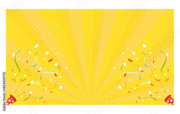 Obraz パーティークラッカーとサンバースト背景　黄色