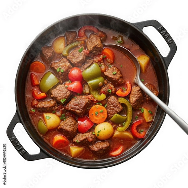 Obraz Beef stew with vegetables isolated on transparent background