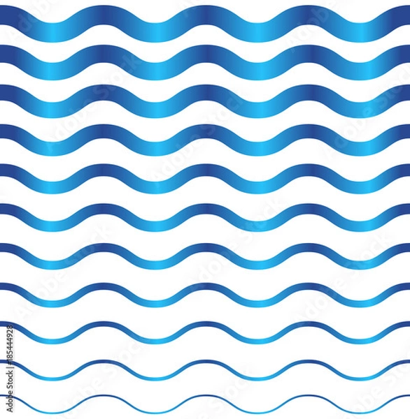 Obraz Seamless pattern on white background.. Blue light and dark wave pattern for fabric. Wave pattern template.