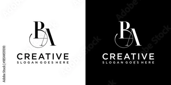 Fototapeta BA or AB initial letter logo design vector