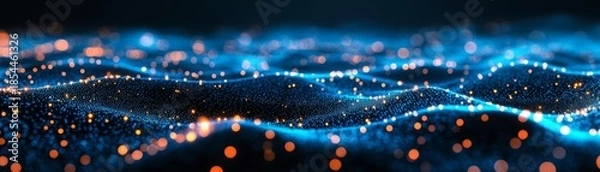 Fototapeta Mesmerizing bokeh lights illuminating deep dark background abstract luminous pattern.