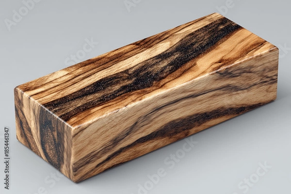 Obraz Rectangular wooden block with natural grains on gray surface