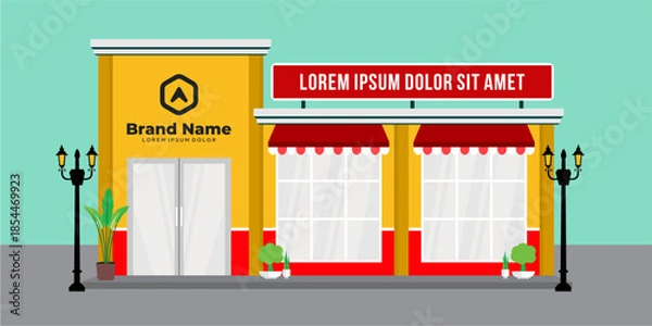 Obraz Flat design store front with place for name