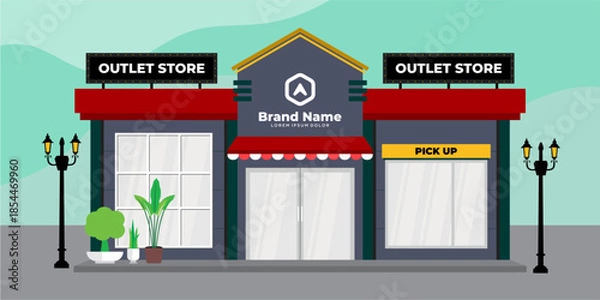 Obraz Flat design store front with place for name