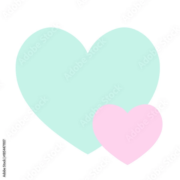 Obraz 大小のハートが重なったシンプルな手描きイラストアイコン ゆめかわカラー