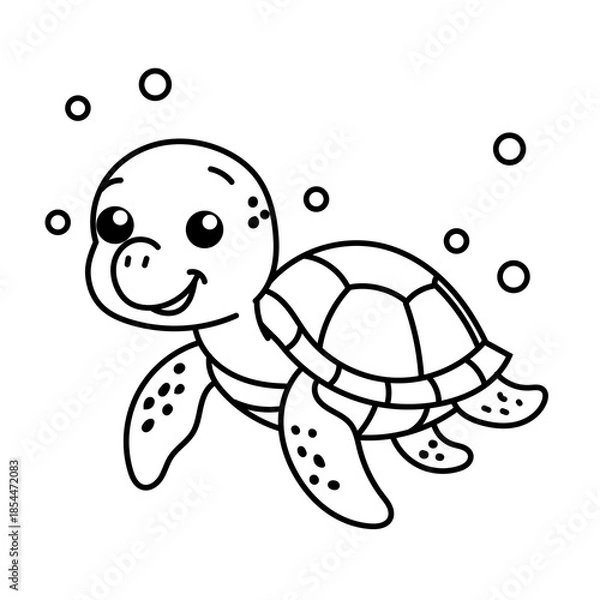 Obraz Turtle Sketch For Kids Coloring Book Vector PNG Image