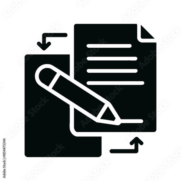 Obraz black document with pencil icon