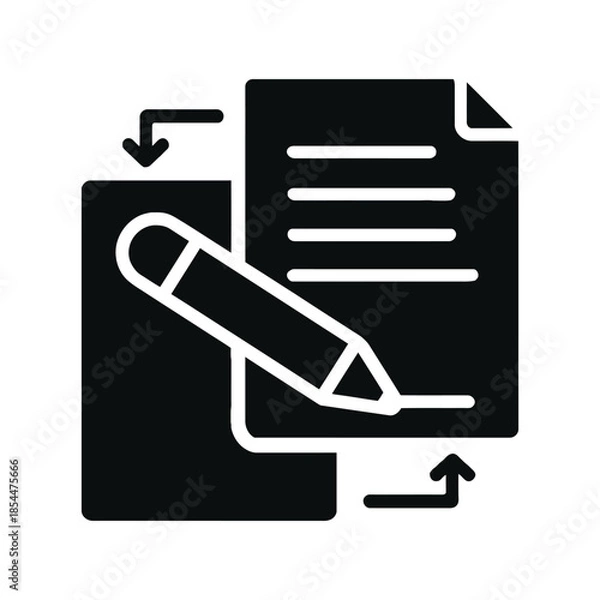 Obraz icon of pencil on documents with arrows