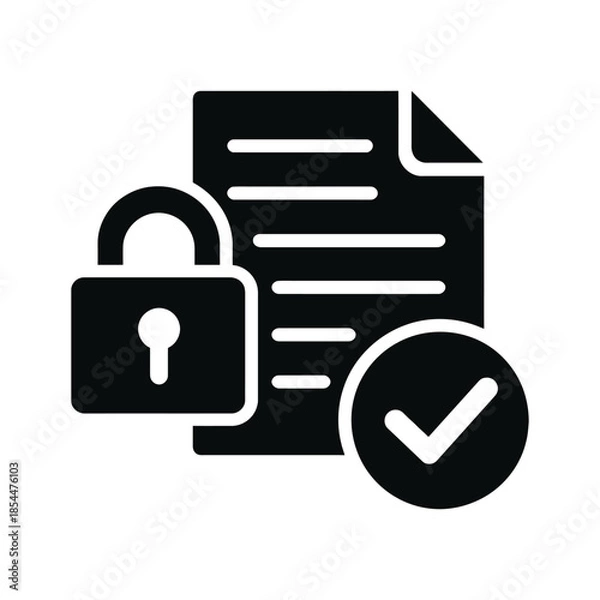 Obraz Secure document icon with lock and check mark