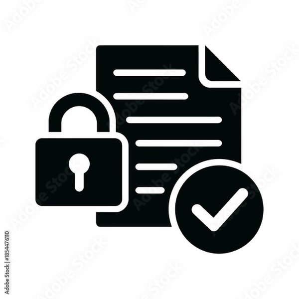 Obraz Secure document with padlock and checkmark