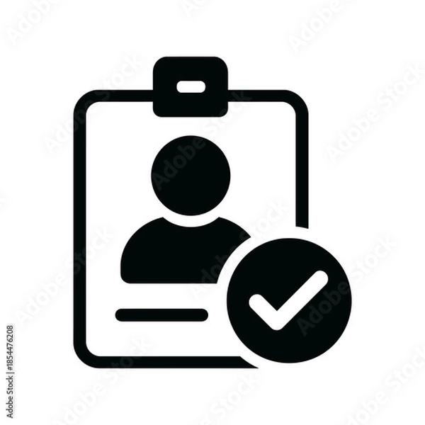 Obraz verified user id icon with checkmark on clipboard