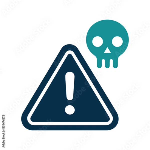 Obraz Warning sign with exclamation mark and skull symbol