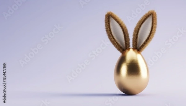 Obraz A golden Easter egg wear Easter bunny ears.