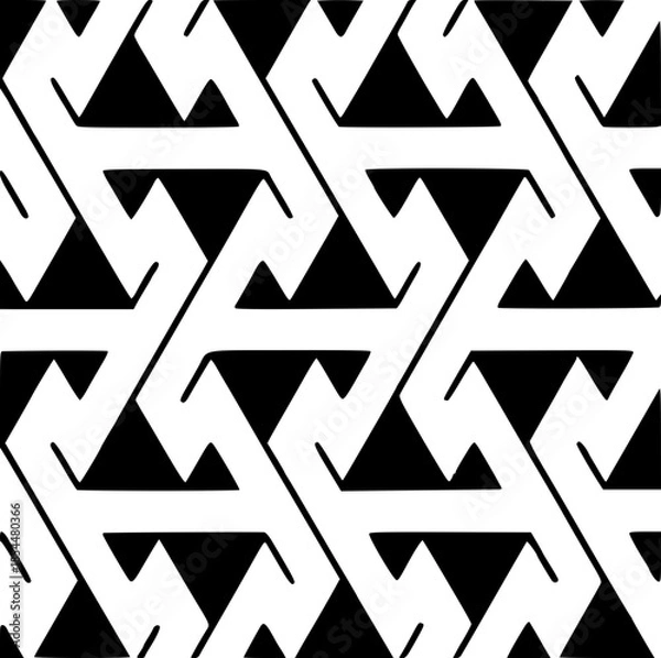 Fototapeta Geometric Interlocking T-Shape Maze Seamless Pattern