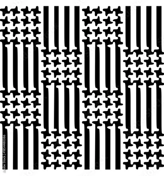 Fototapeta Abstract Houndstooth and Stripes Combination Seamless Pattern