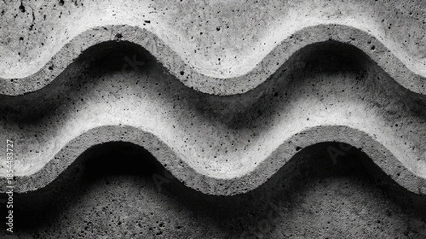 Obraz Corrugated concrete texture, wave pattern cement, unique industrial design 