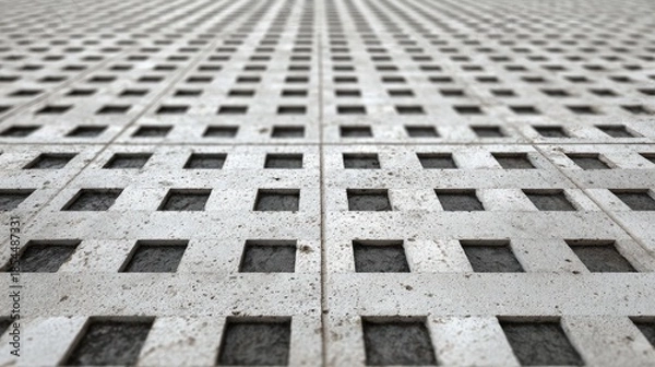 Obraz Geometric concrete tiles texture, square grid pattern, seamless cement floor 