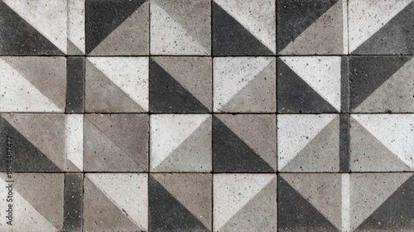 Obraz Geometric concrete tiles texture, square grid pattern, seamless cement floor 