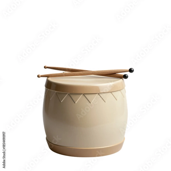 Obraz Toy drum with drumsticks isolated