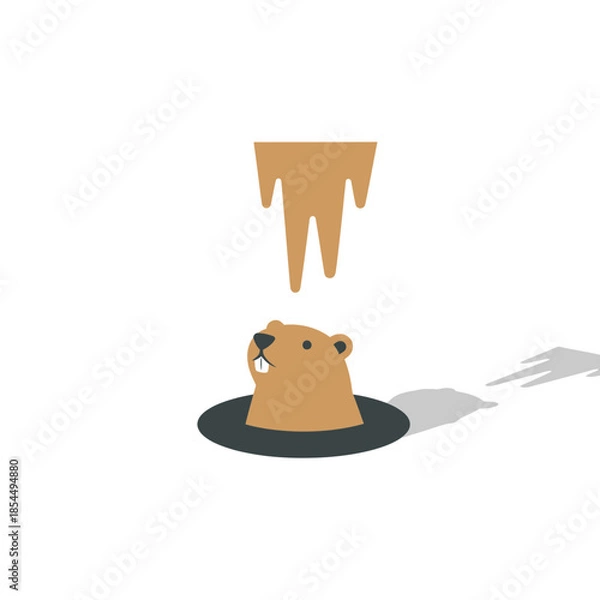 Obraz Groundhog day shadow icon with groundhog and single boot silhouette vector illustration