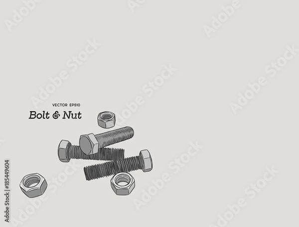 Fototapeta Bolt and nuts , hand draw sketch vector.
