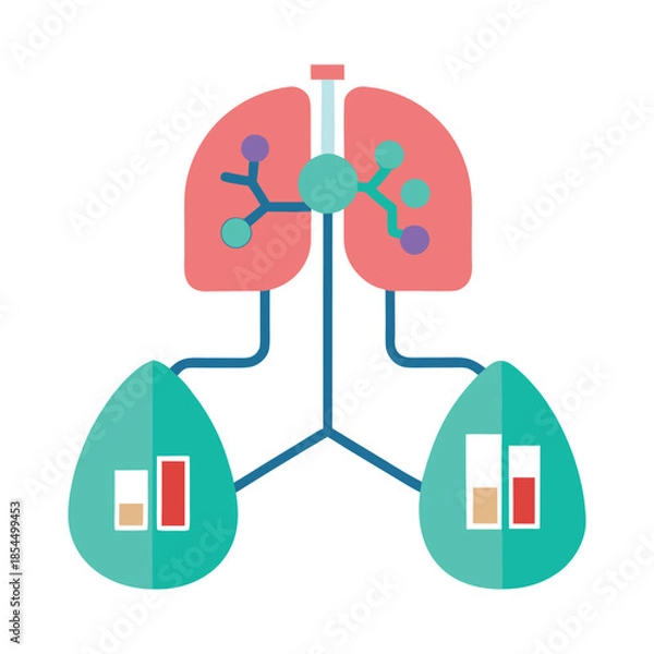 Obraz Artificial Biotech Lungs Connected To Oxygen Analysis