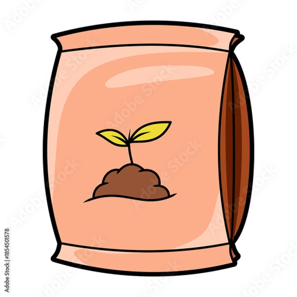 Obraz Illustration of a Soil Bag with a Growing Sprout