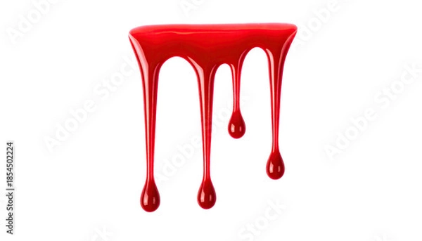Obraz Glossy red liquid drips against a stark black backdrop