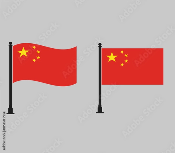 Fototapeta China flag waving and static 