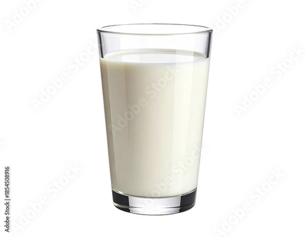 Obraz Tall clear glass filled with creamy white liquid against black backdrop