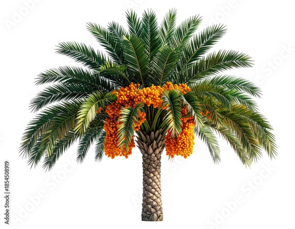 Obraz A digitally rendered palm tree laden with orange date clusters
