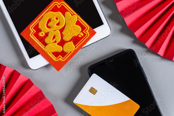 Obraz Lunar New Year Celebration with Digital Devices