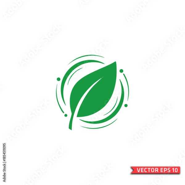 Obraz Leaf with Swirling Motion Icon Logo