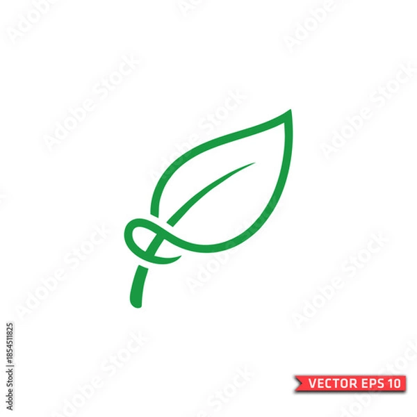 Obraz Minimalist Green Leaf Logo with a Loop Design for Eco-Friendly Concepts