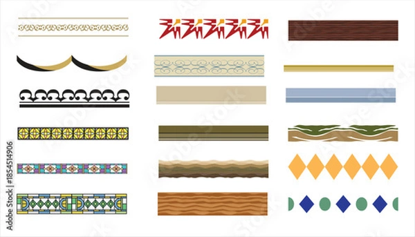 Obraz Pattern collection isolated on white background