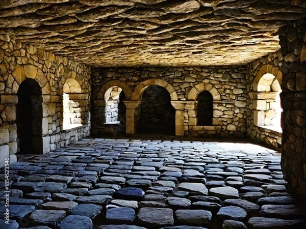 Obraz ancient stone wall in the city