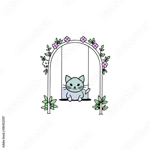 Obraz cat and flowers