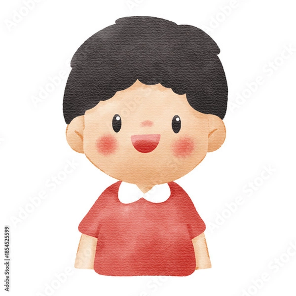 Fototapeta Watercolor Illustration of Cute Smiling Little Boy