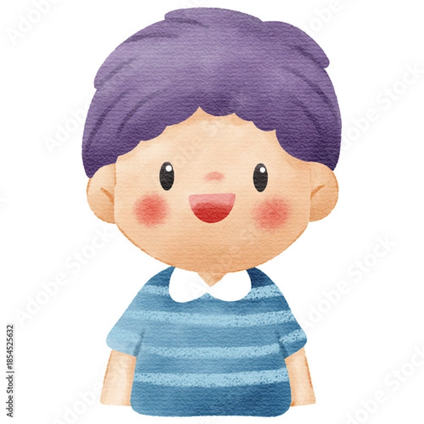 Fototapeta Watercolor Illustration of Cute Smiling Little Boy