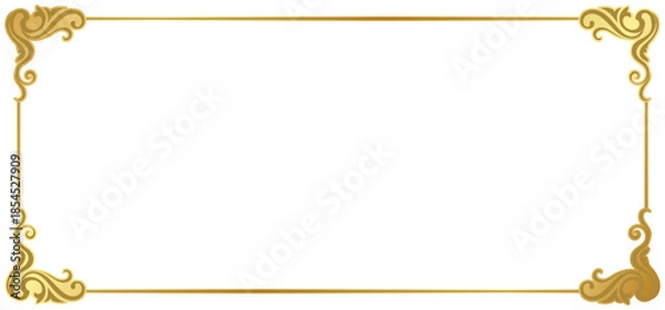 Obraz Gold frame, vintage style envelope, classic corner decoration.