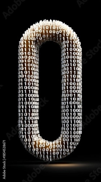Obraz Number zero in binary code visual depiction of the digit zero represented using binary code fundamental to computing systems