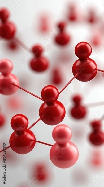 Obraz Molecule with red spheres visual representation of molecule structure featuring distinct red spheres connected by bonds