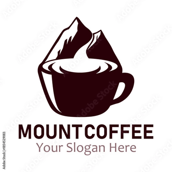 Obraz coffee cup and mountain combination vector illustration logo